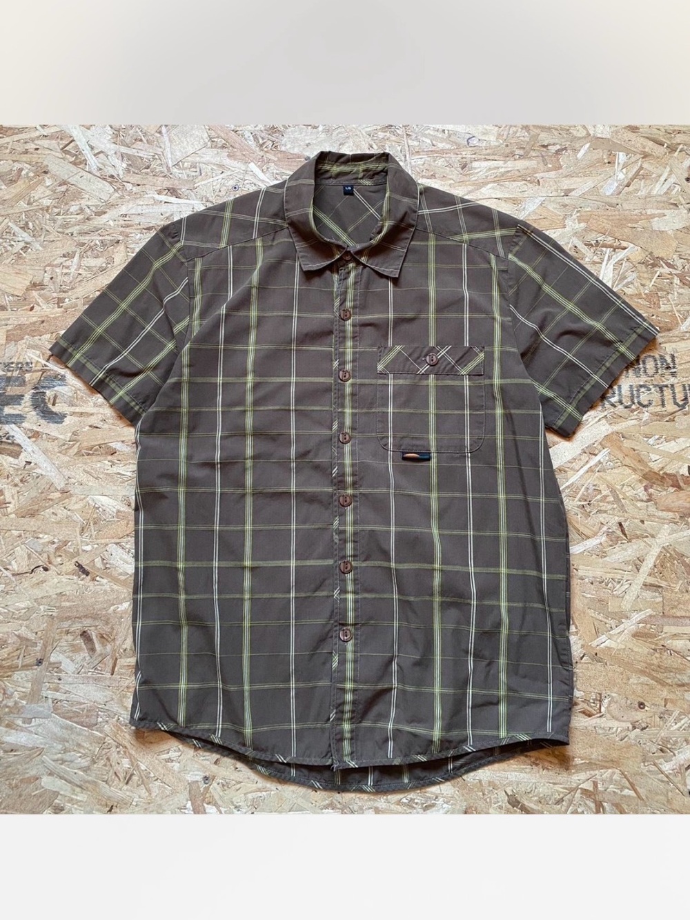 Men's Chlorophylle Short-Sleeve Plaid Button-Down Shirt - Brown-Large